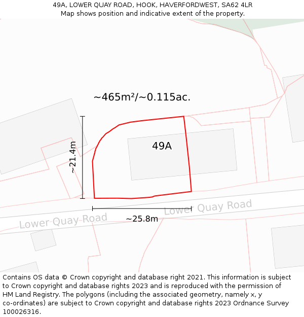 49A, LOWER QUAY ROAD, HOOK, HAVERFORDWEST, SA62 4LR: Plot and title map
