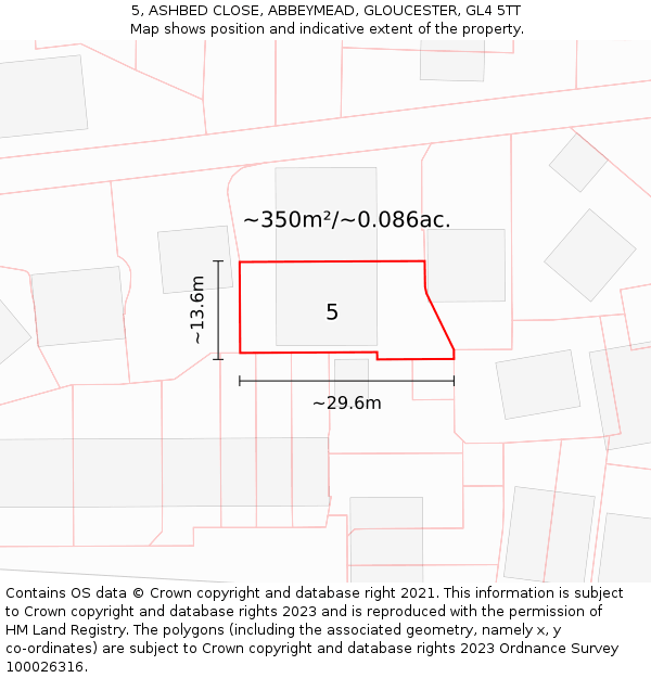 5, ASHBED CLOSE, ABBEYMEAD, GLOUCESTER, GL4 5TT: Plot and title map