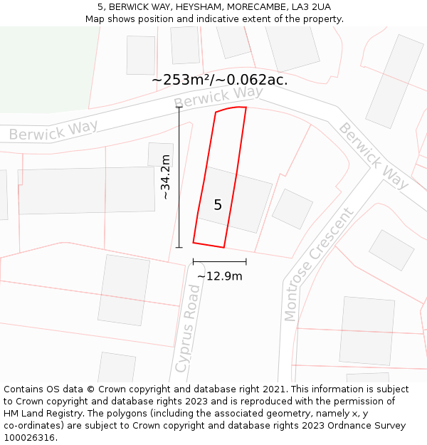 5, BERWICK WAY, HEYSHAM, MORECAMBE, LA3 2UA: Plot and title map