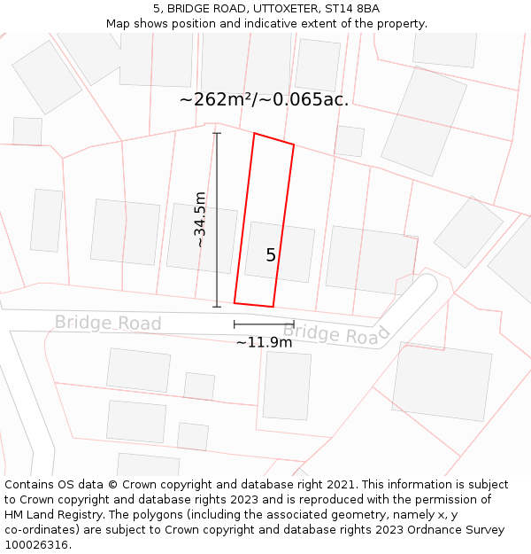 5, BRIDGE ROAD, UTTOXETER, ST14 8BA: Plot and title map