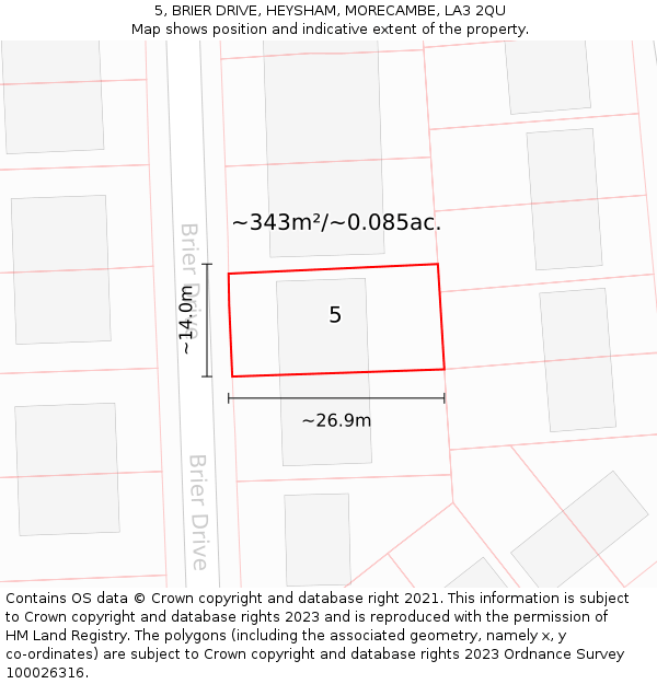 5, BRIER DRIVE, HEYSHAM, MORECAMBE, LA3 2QU: Plot and title map
