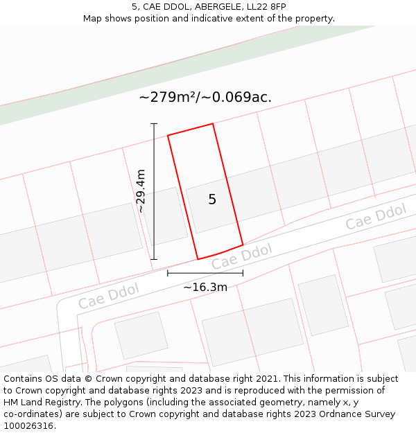 5, CAE DDOL, ABERGELE, LL22 8FP: Plot and title map