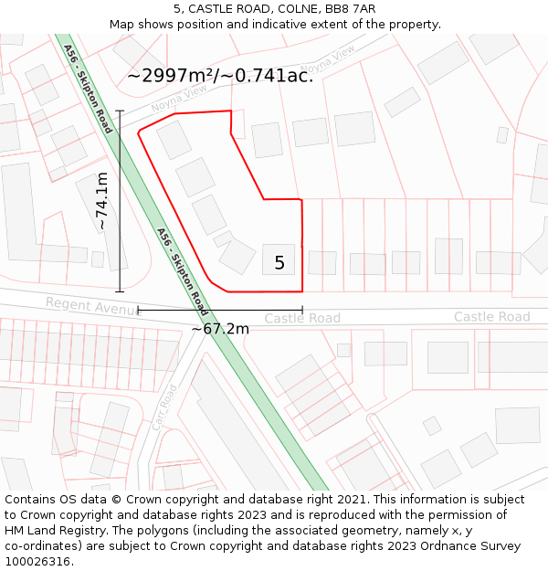 5, CASTLE ROAD, COLNE, BB8 7AR: Plot and title map
