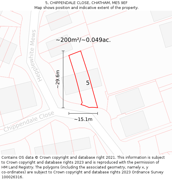 5, CHIPPENDALE CLOSE, CHATHAM, ME5 9EF: Plot and title map