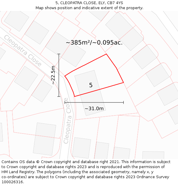 5, CLEOPATRA CLOSE, ELY, CB7 4YS: Plot and title map