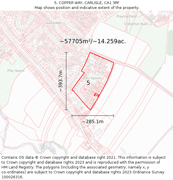 5, COPPER WAY, CARLISLE, CA1 3RF: Plot and title map