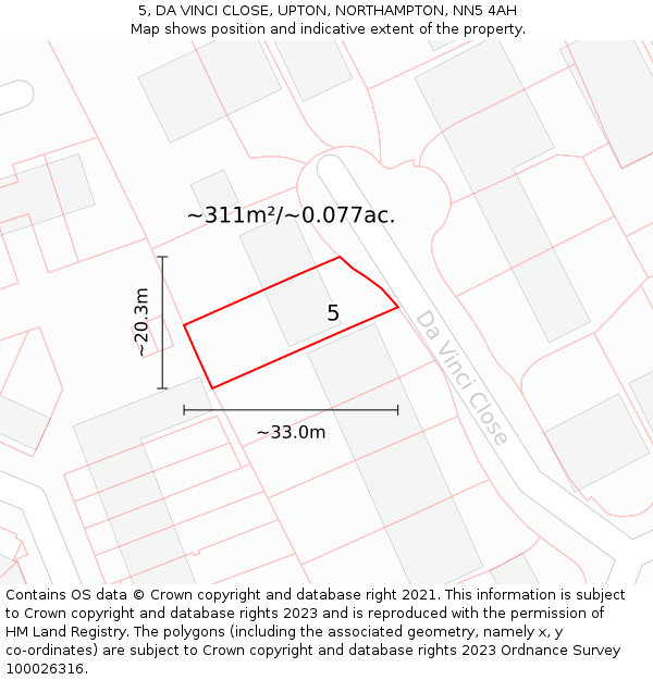 5, DA VINCI CLOSE, UPTON, NORTHAMPTON, NN5 4AH: Plot and title map