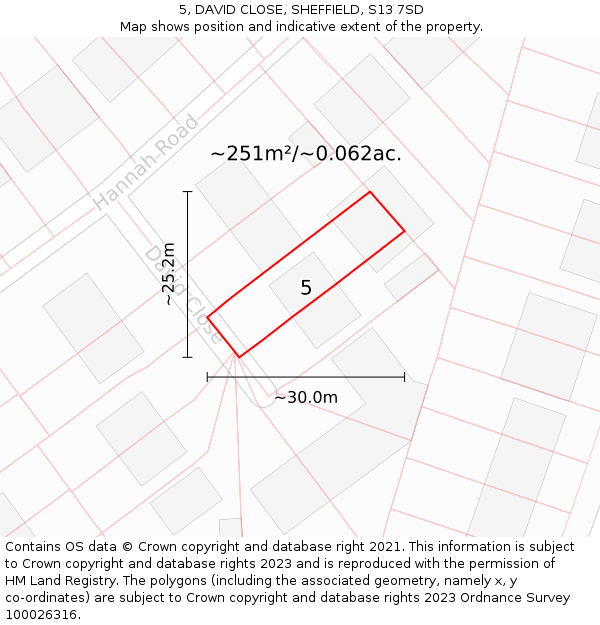 5, DAVID CLOSE, SHEFFIELD, S13 7SD: Plot and title map