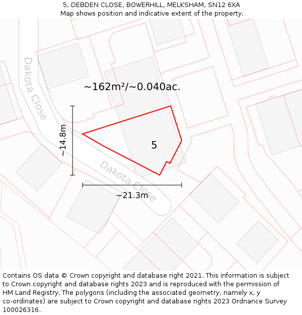 5, DEBDEN CLOSE, BOWERHILL, MELKSHAM, SN12 6XA: Plot and title map