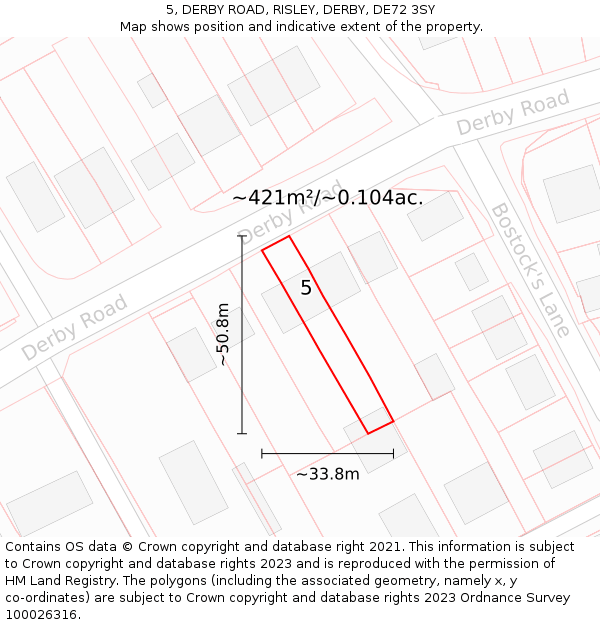 5, DERBY ROAD, RISLEY, DERBY, DE72 3SY: Plot and title map