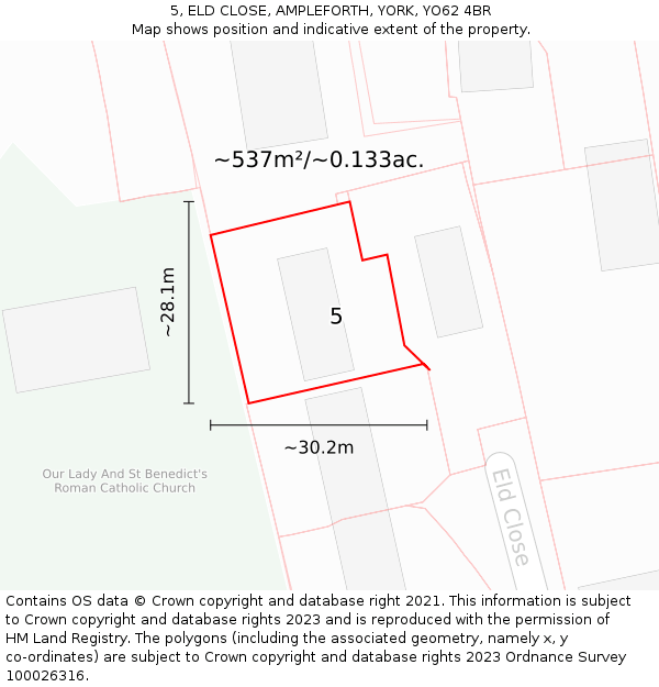 5, ELD CLOSE, AMPLEFORTH, YORK, YO62 4BR: Plot and title map