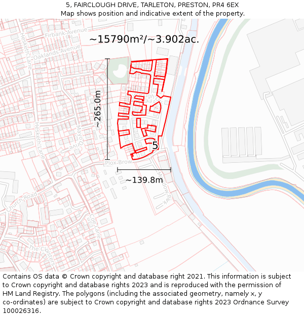 5, FAIRCLOUGH DRIVE, TARLETON, PRESTON, PR4 6EX: Plot and title map