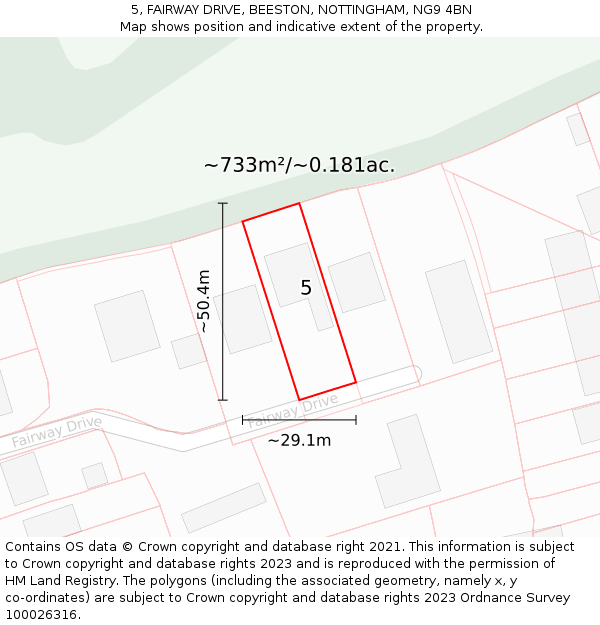 5, FAIRWAY DRIVE, BEESTON, NOTTINGHAM, NG9 4BN: Plot and title map