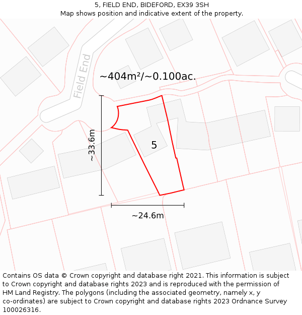 5, FIELD END, BIDEFORD, EX39 3SH: Plot and title map