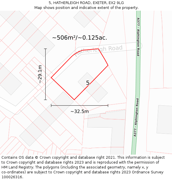 5, HATHERLEIGH ROAD, EXETER, EX2 9LG: Plot and title map