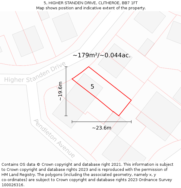 5, HIGHER STANDEN DRIVE, CLITHEROE, BB7 1FT: Plot and title map