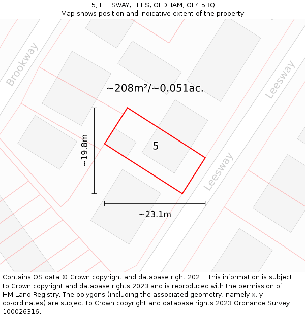 5, LEESWAY, LEES, OLDHAM, OL4 5BQ: Plot and title map