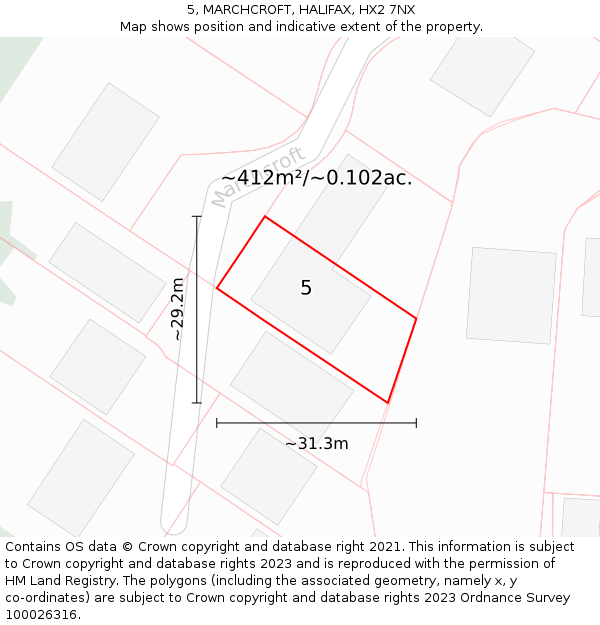 5, MARCHCROFT, HALIFAX, HX2 7NX: Plot and title map