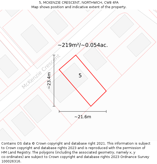 5, MCKENZIE CRESCENT, NORTHWICH, CW8 4FA: Plot and title map