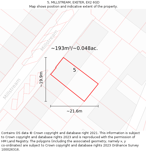5, MILLSTREAM, EXETER, EX2 6GD: Plot and title map