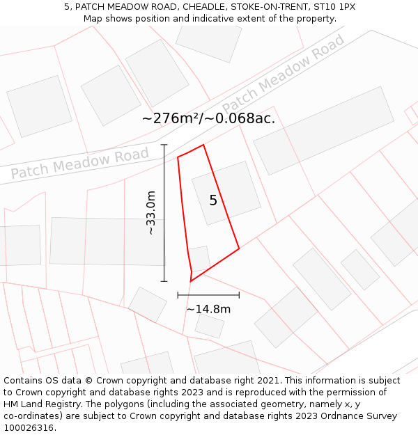 5, PATCH MEADOW ROAD, CHEADLE, STOKE-ON-TRENT, ST10 1PX: Plot and title map