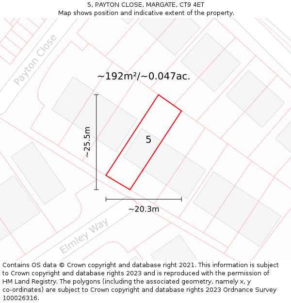 5, PAYTON CLOSE, MARGATE, CT9 4ET: Plot and title map