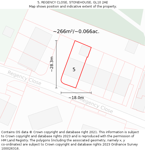 5, REGENCY CLOSE, STONEHOUSE, GL10 2AE: Plot and title map