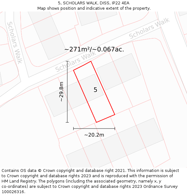 5, SCHOLARS WALK, DISS, IP22 4EA: Plot and title map