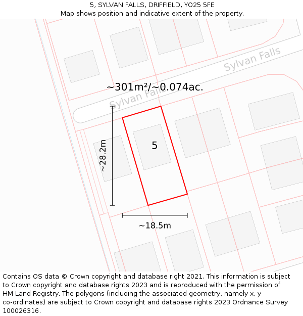 5, SYLVAN FALLS, DRIFFIELD, YO25 5FE: Plot and title map