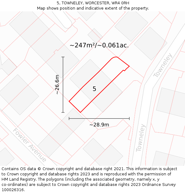 5, TOWNELEY, WORCESTER, WR4 0RH: Plot and title map
