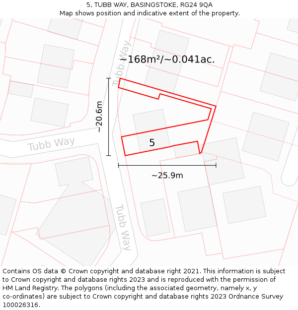 5, TUBB WAY, BASINGSTOKE, RG24 9QA: Plot and title map