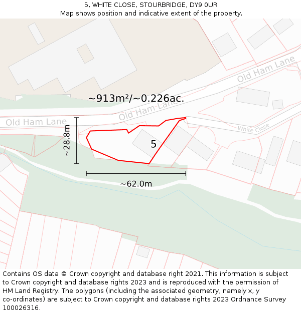 5, WHITE CLOSE, STOURBRIDGE, DY9 0UR: Plot and title map