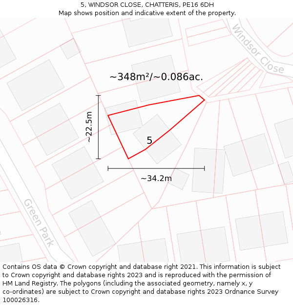 5, WINDSOR CLOSE, CHATTERIS, PE16 6DH: Plot and title map