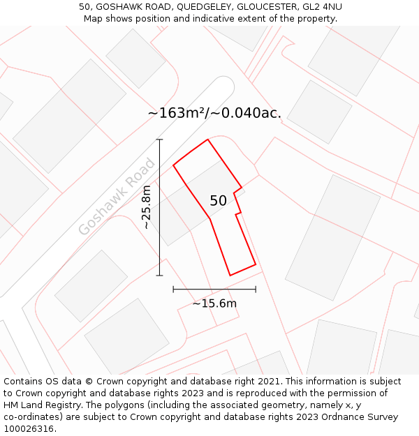 50, GOSHAWK ROAD, QUEDGELEY, GLOUCESTER, GL2 4NU: Plot and title map