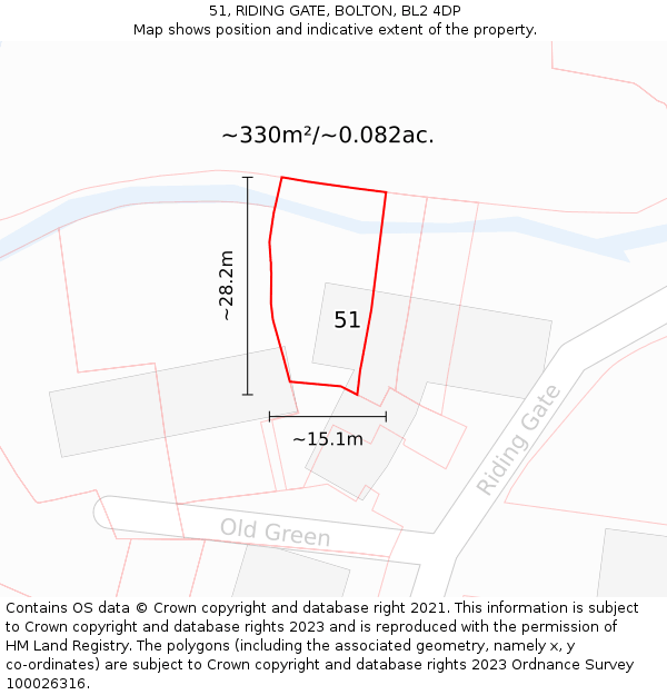 51, RIDING GATE, BOLTON, BL2 4DP: Plot and title map