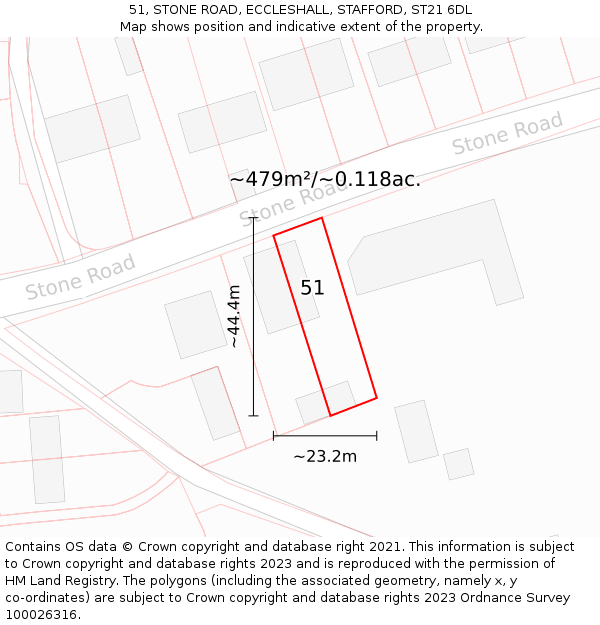 51, STONE ROAD, ECCLESHALL, STAFFORD, ST21 6DL: Plot and title map