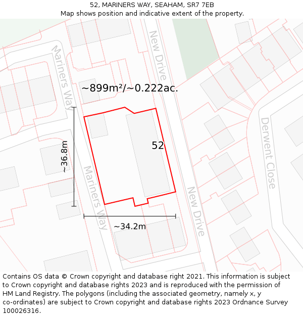 52, MARINERS WAY, SEAHAM, SR7 7EB: Plot and title map