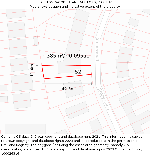 52, STONEWOOD, BEAN, DARTFORD, DA2 8BY: Plot and title map
