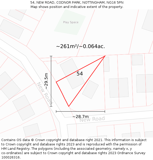 54, NEW ROAD, CODNOR PARK, NOTTINGHAM, NG16 5PN: Plot and title map