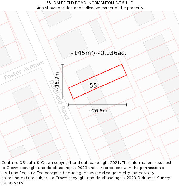55, DALEFIELD ROAD, NORMANTON, WF6 1HD: Plot and title map