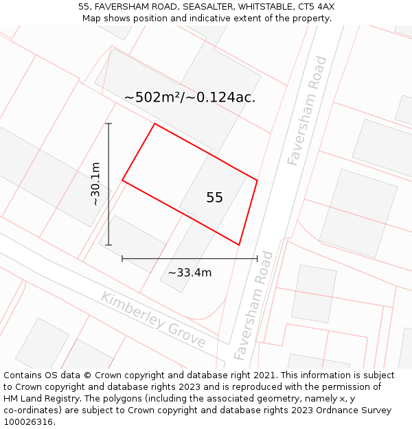 55, FAVERSHAM ROAD, SEASALTER, WHITSTABLE, CT5 4AX: Plot and title map