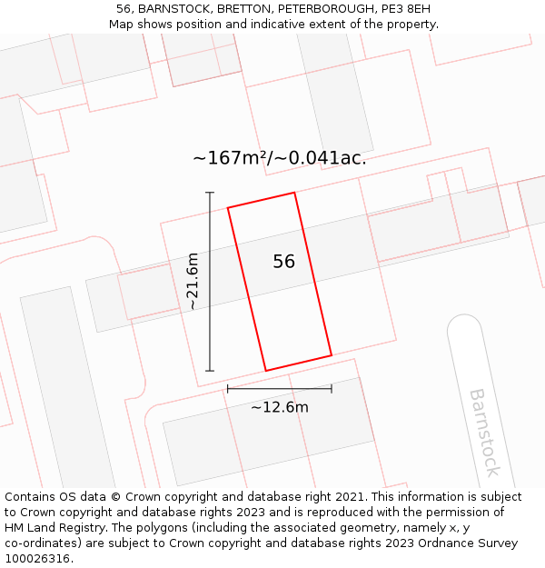 56, BARNSTOCK, BRETTON, PETERBOROUGH, PE3 8EH: Plot and title map