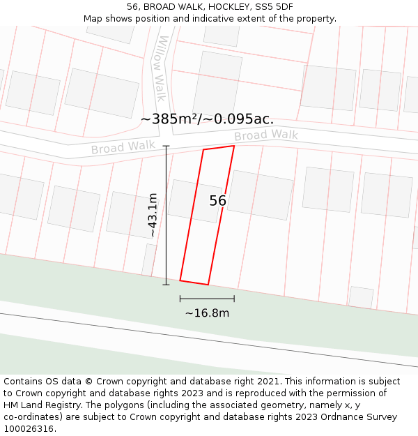 56, BROAD WALK, HOCKLEY, SS5 5DF: Plot and title map