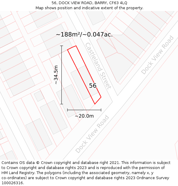 56, DOCK VIEW ROAD, BARRY, CF63 4LQ: Plot and title map