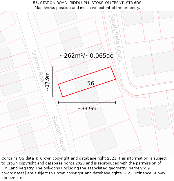 56, STATION ROAD, BIDDULPH, STOKE-ON-TRENT, ST8 6BS: Plot and title map
