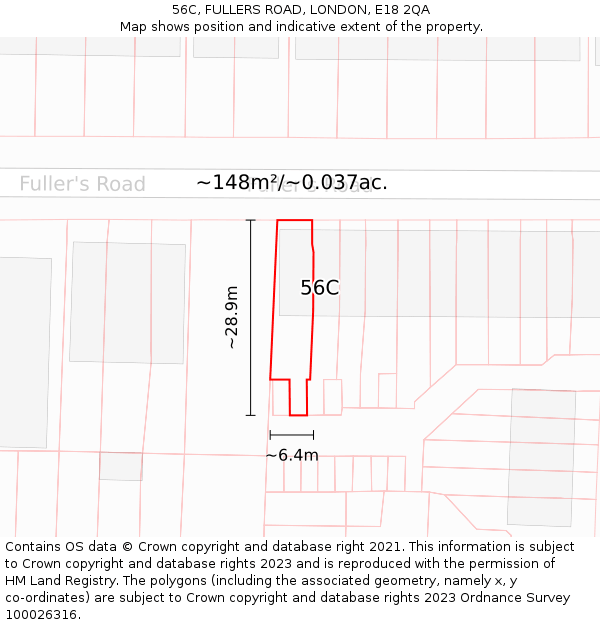 56C, FULLERS ROAD, LONDON, E18 2QA: Plot and title map