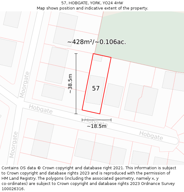 57, HOBGATE, YORK, YO24 4HW: Plot and title map