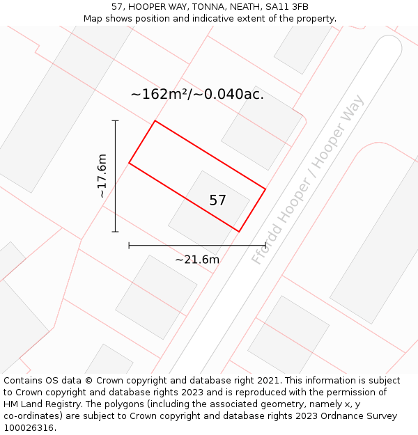 57, HOOPER WAY, TONNA, NEATH, SA11 3FB: Plot and title map