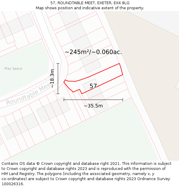 57, ROUNDTABLE MEET, EXETER, EX4 8LG: Plot and title map