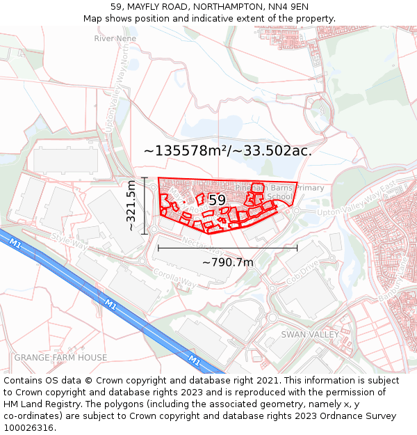 59, MAYFLY ROAD, NORTHAMPTON, NN4 9EN: Plot and title map